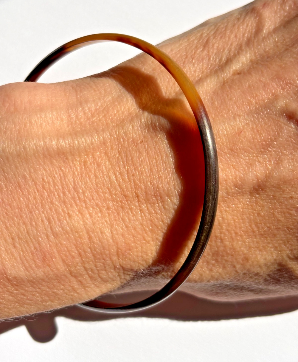 Vintage Faux Tortoiseshell Bangle Bracelet 7.5" Acrylic Lucite Brown Jewelry